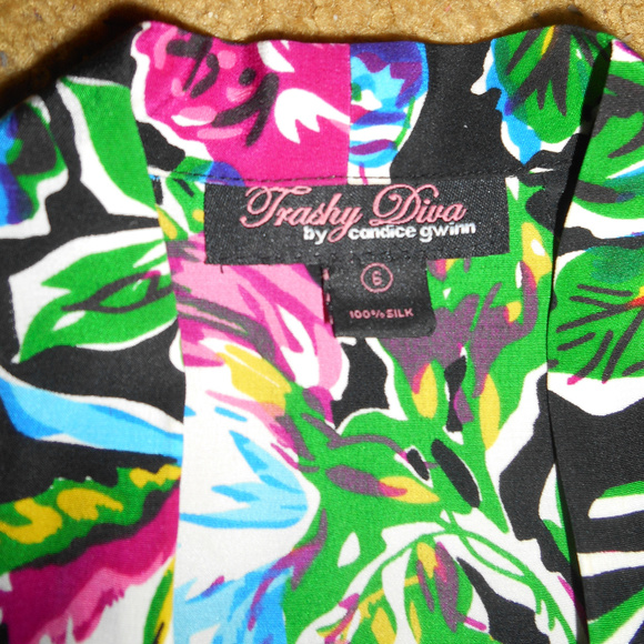 RARE TRASHY DIVA SILK RETRO FLORAL DRESS SIZE 6 - Picture 4 of 4